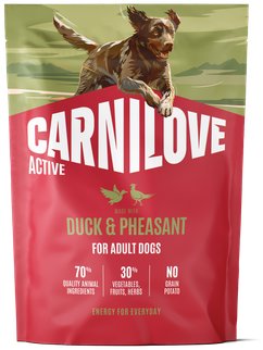 Carnilove Active Dog Dry Made with Duck & Pheasant pre Adult All Breeds 1,5 kg