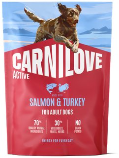 Carnilove Active Dog Dry Made with Salmon & Turkey for Adult All Breeds 1,5 kg