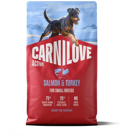 Carnilove Active Dog Dry Made with Salmon & Turkey pre Adult Small Breeds 4 kg