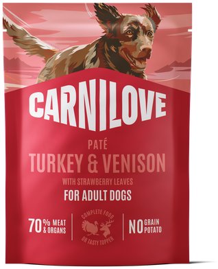 Carnilove Dog Pouch Paté Turkey & Venison with Stawberry Leaves 300 g