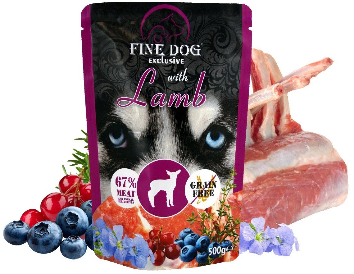 Fine Dog XXL kapsička pre psov s jahňacím 10× 500 g