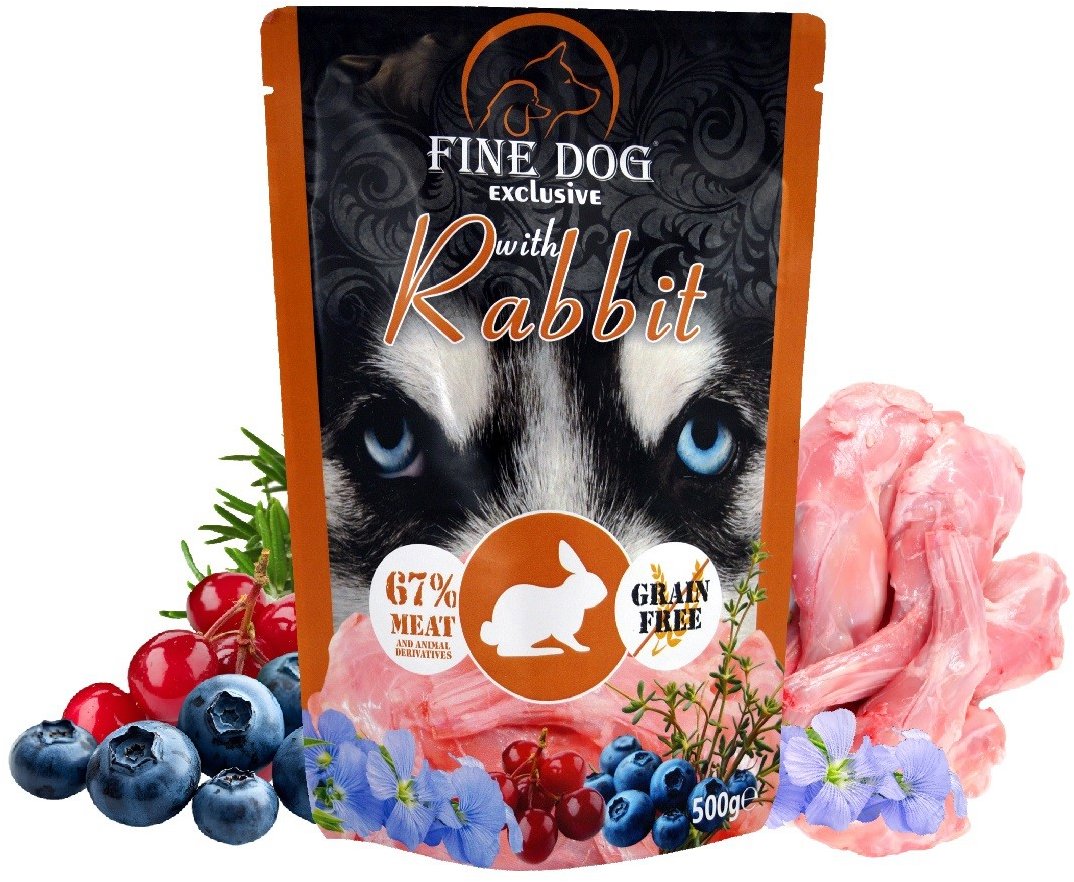 Fine Dog XXL kapsička pre psov s králikom 10× 500 g