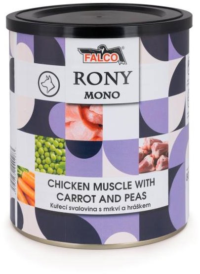 Sokol Falco Rony Mono kuracia svalovina s mrkvou a hráškom 800 g