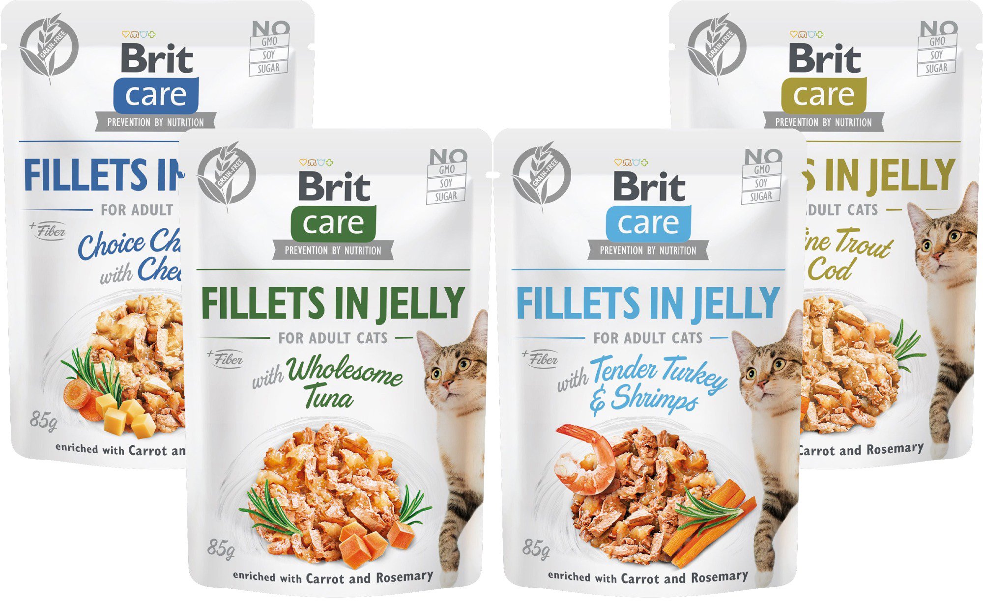 Brit Care Cat Fillets in Jelly Ochutnávkový mix 4× 85 g