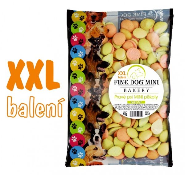 FINE DOG MINI MIX Piškóty FAREBNÉ XXL balenie 200 g