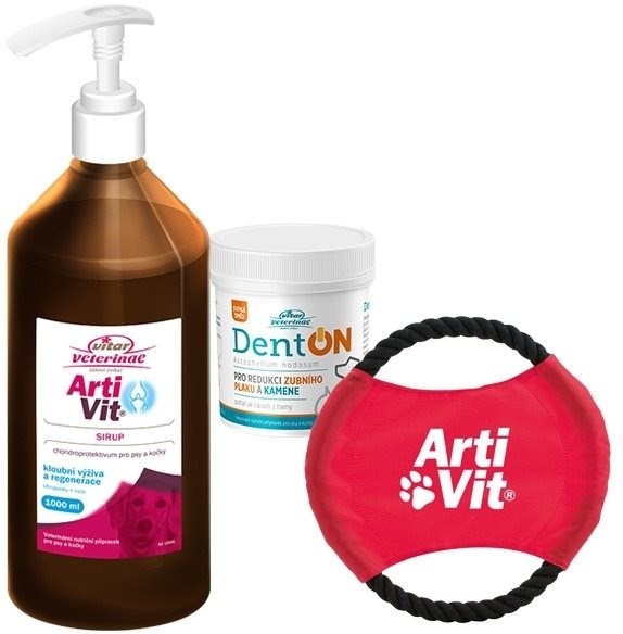 Vitar Veterinae Artivit sirup 1000 ml + 100 g DentOn + frisbee hračka pre psy