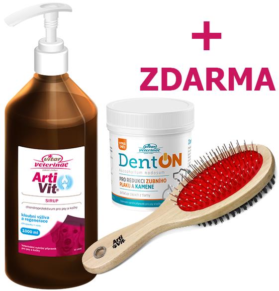 Vitar Veterinae Artivit sirup 1000 ml + DentOn 100 g + kefa pre psov