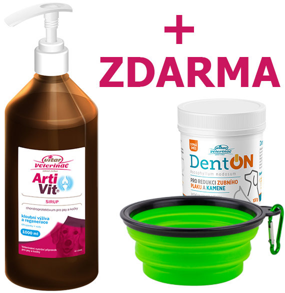 Vitar Veterinae Artivit sirup 1 000 ml + ZDARMA DentOn 100 g + cestovná miska
