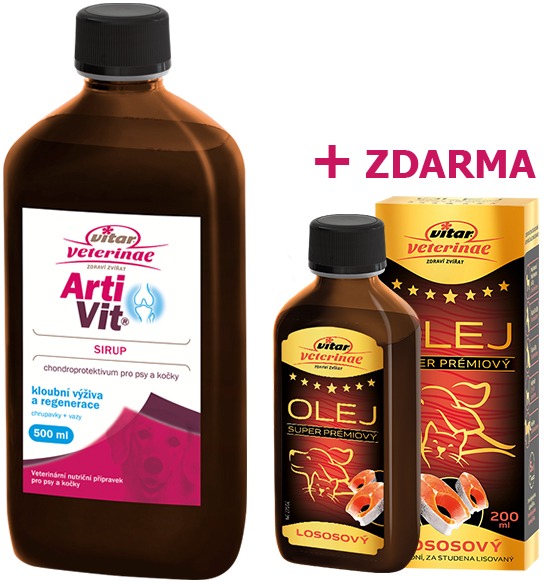 Vitar Veterinae Artivit sirup 500 ml + lososový olej 200 ml