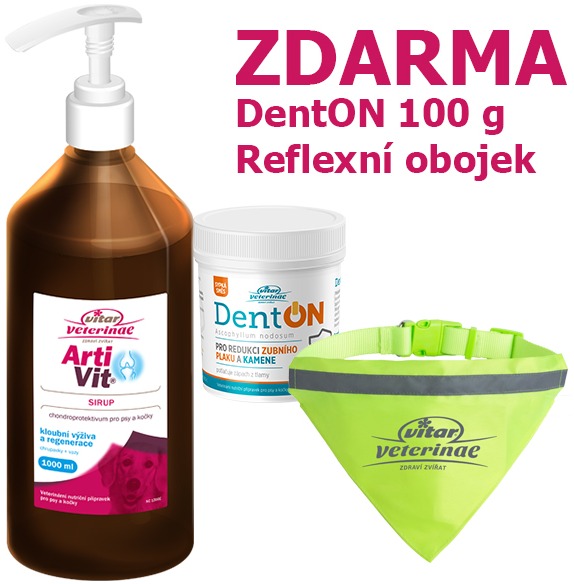 Vitar Veterinae Artivit sirup 1000 ml + DentON 100 g + reflexný obojok