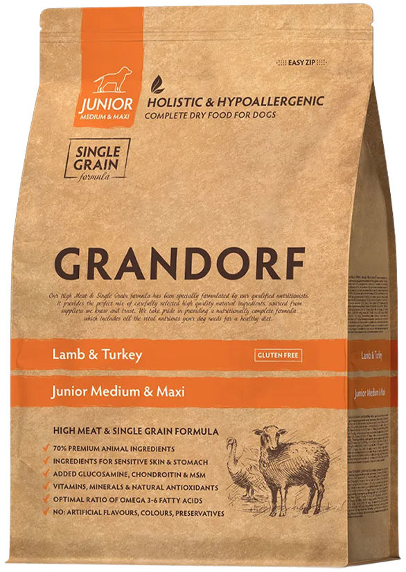 Grandorf Granule pro psy Junior Medium & Maxi - Jehně a krocan 3 kg