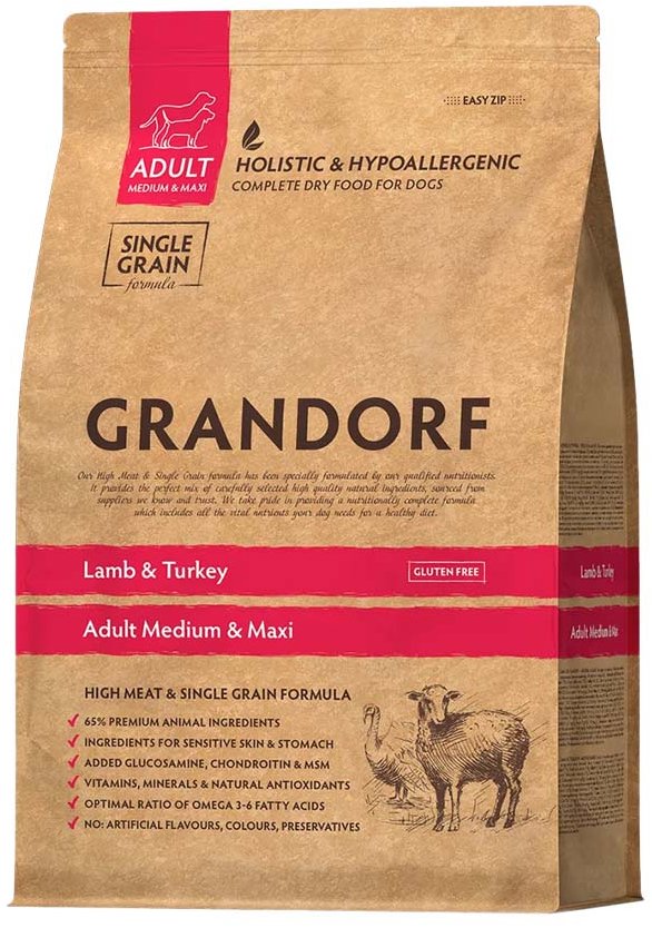 Grandorf Granule pro psy Adult Medium & Maxi - Jehně a krocan 3 kg