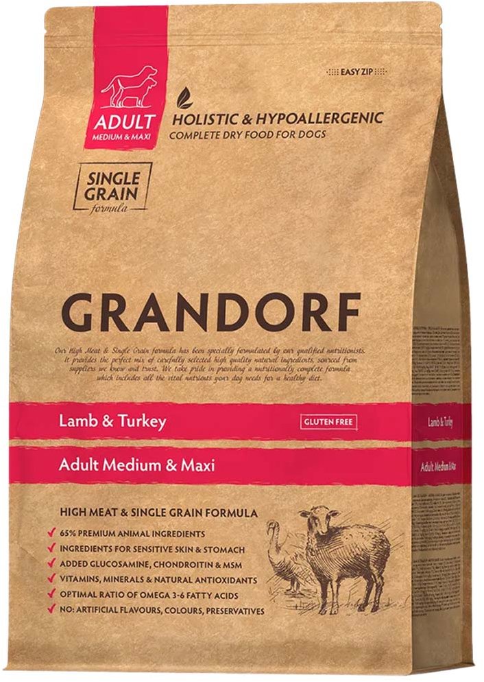 Grandorf Granule pro psy Adult Medium & Maxi - Jehně a krocan 10 kg