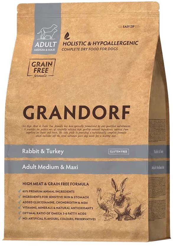 Grandorf Granule pro psy Adult Medium & Maxi - Králík a krocan GF 3 kg