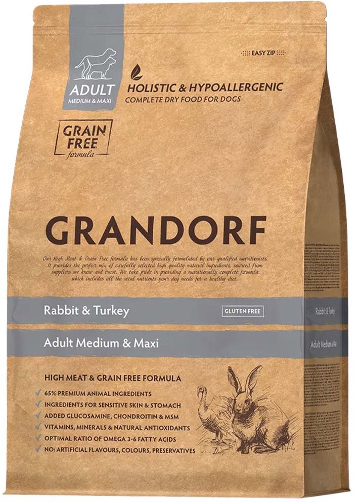 Grandorf Granule pro psy Adult Medium & Maxi - Králík a krocan GF 10 kg