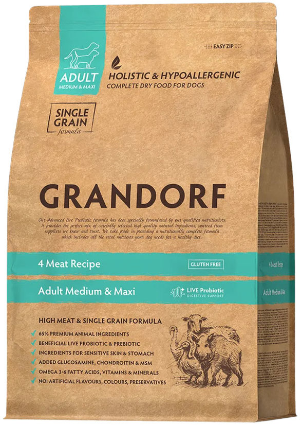 Grandorf Granule pro psy Adult Medium & Maxi - 4 druhy masa 3 kg