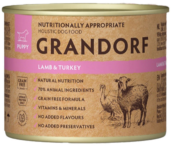 Grandorf Konzerva pro psy Puppy - Jehně a krocan 200 g