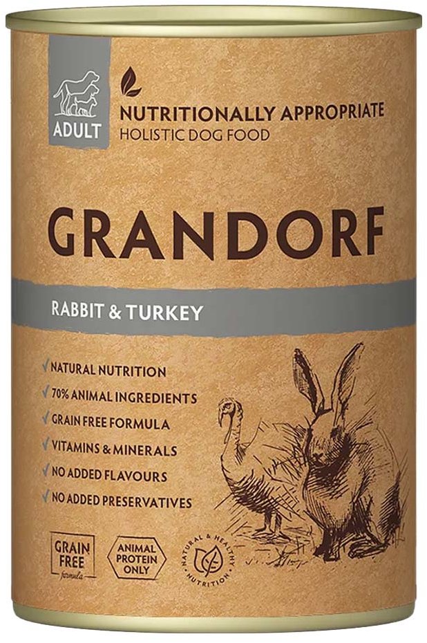 Grandorf Konzerva pro psy Adult - Králík a krocan 400 g