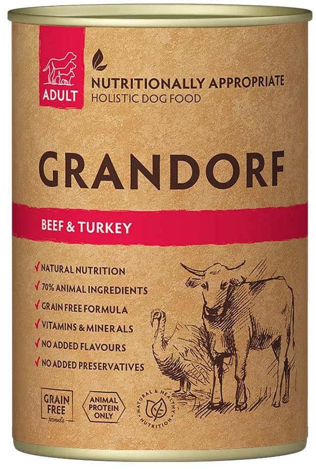 Grandorf Konzerva pro psy Adult - Hovězí a krocan 400 g