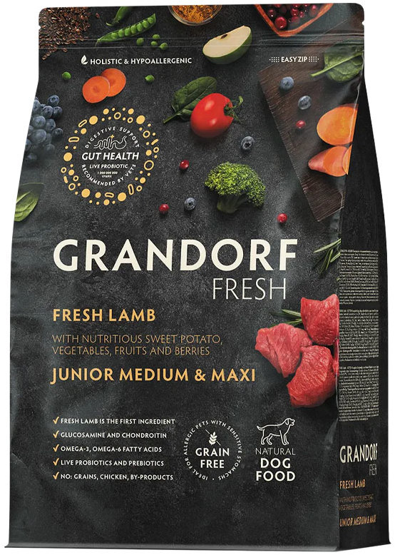 Grandorf FRESH granule pro psy Junior Medium & Maxi - Jehně 3 kg