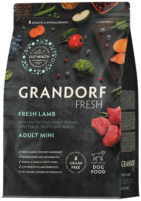 Grandorf FRESH granule pro psy Adult Mini - Jehně 1 kg