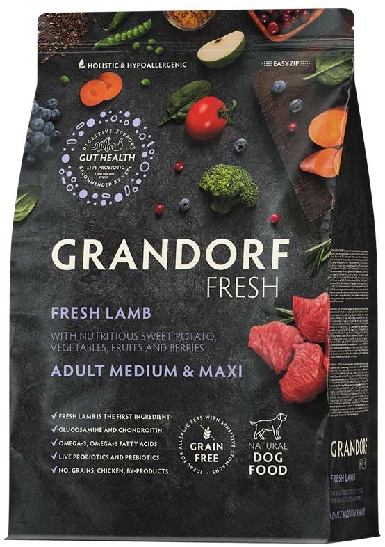 Grandorf FRESH granule pro psy Adult Medium & Maxi - Jehně 3 kg