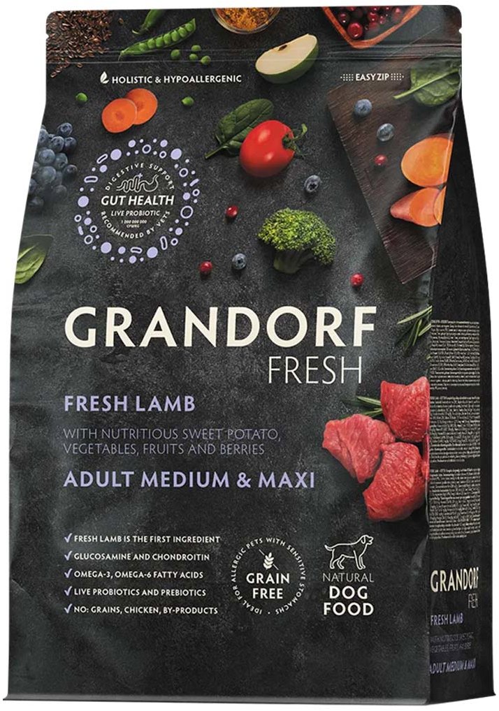 Grandorf FRESH granule pro psy Adult Medium & Maxi - Jehně 10 kg