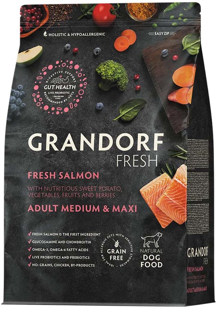 Grandorf FRESH granule pro psy Adult Medium & Maxi - Losos 10 kg