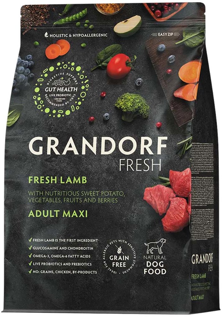 Grandorf FRESH granule pro psy Adult Maxi - Jehně 10 kg