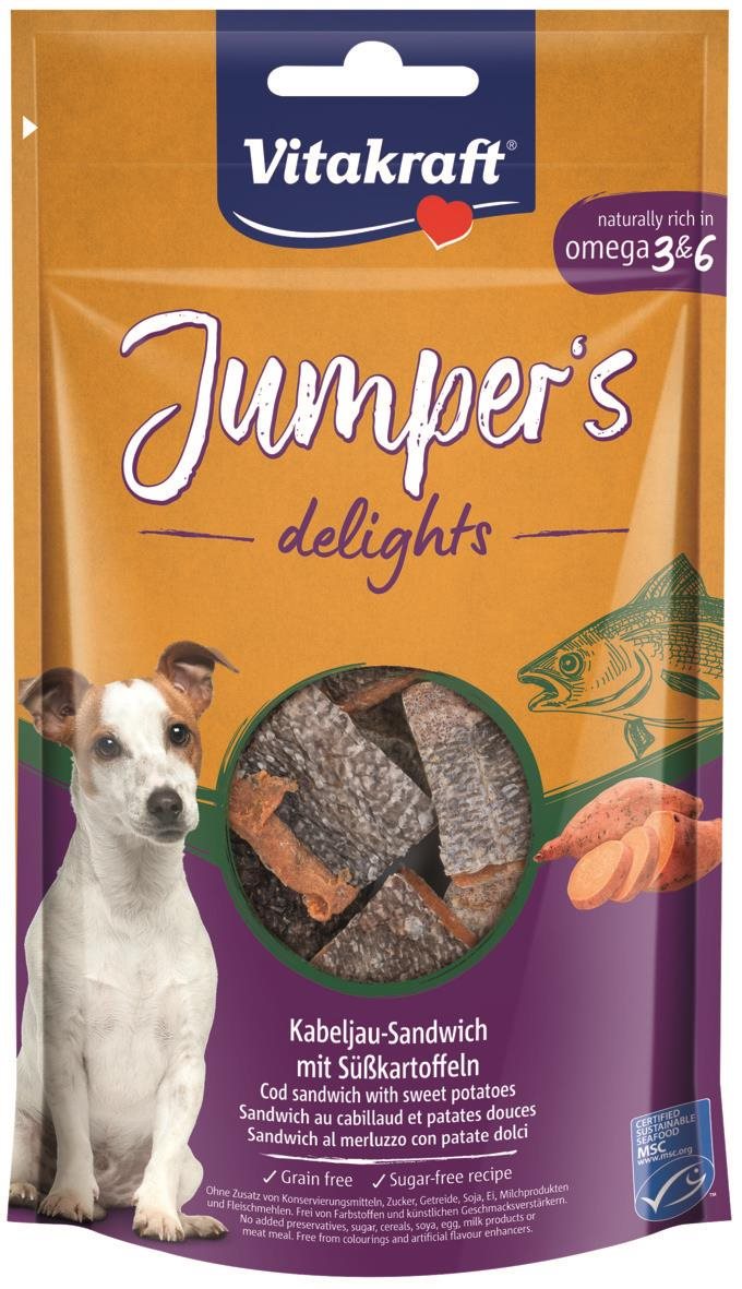 Vitakraft Dog pochúťka Jumpers delight sandwich rybia MSC 80 g