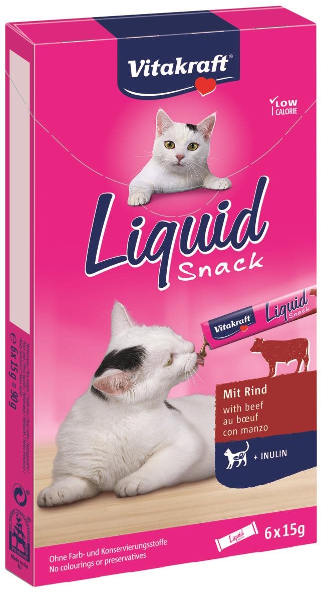 Vitakraft pochúťka Cat Liquid Snack hovädzie a inulín 90 g