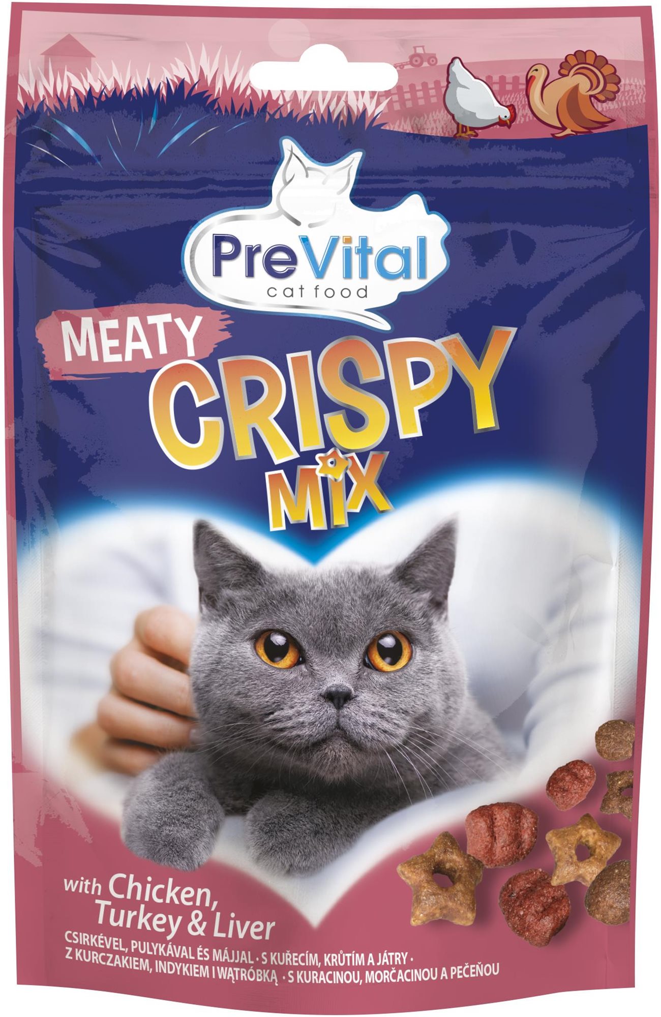 PreVital Crispy Mix Maškrty s kuracím, morčacím a pečienkami 60 g
