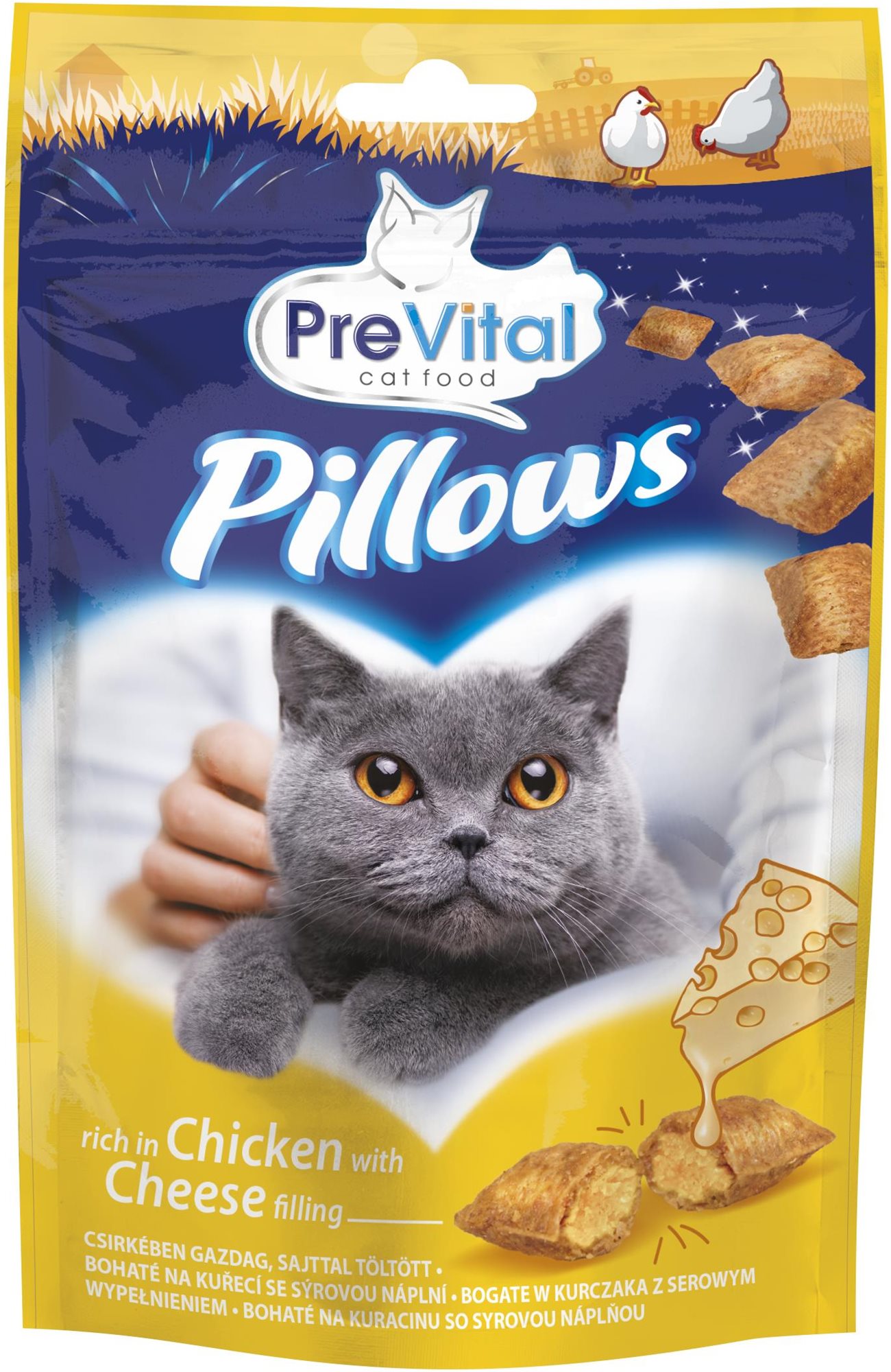 PreVital Pillows Vankúšiky s kuracím plnené syrom 60 g
