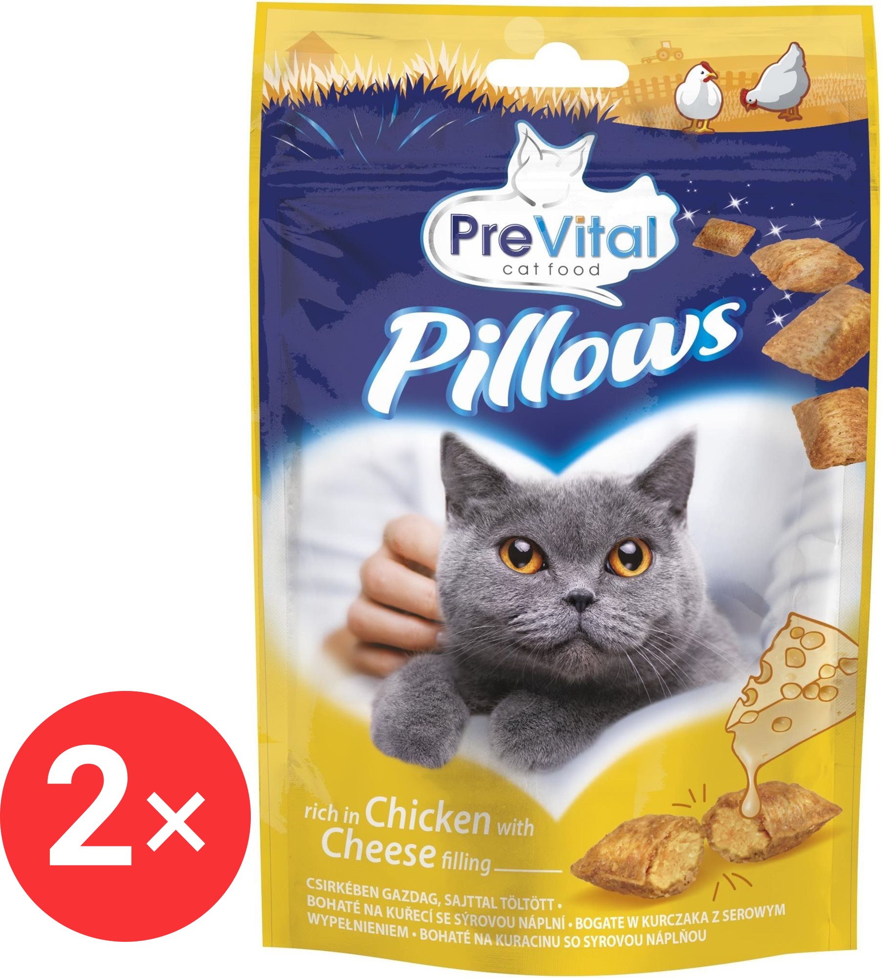 PreVital Pillows Vankúšiky s kuracím plnené syrom 2× 60 g