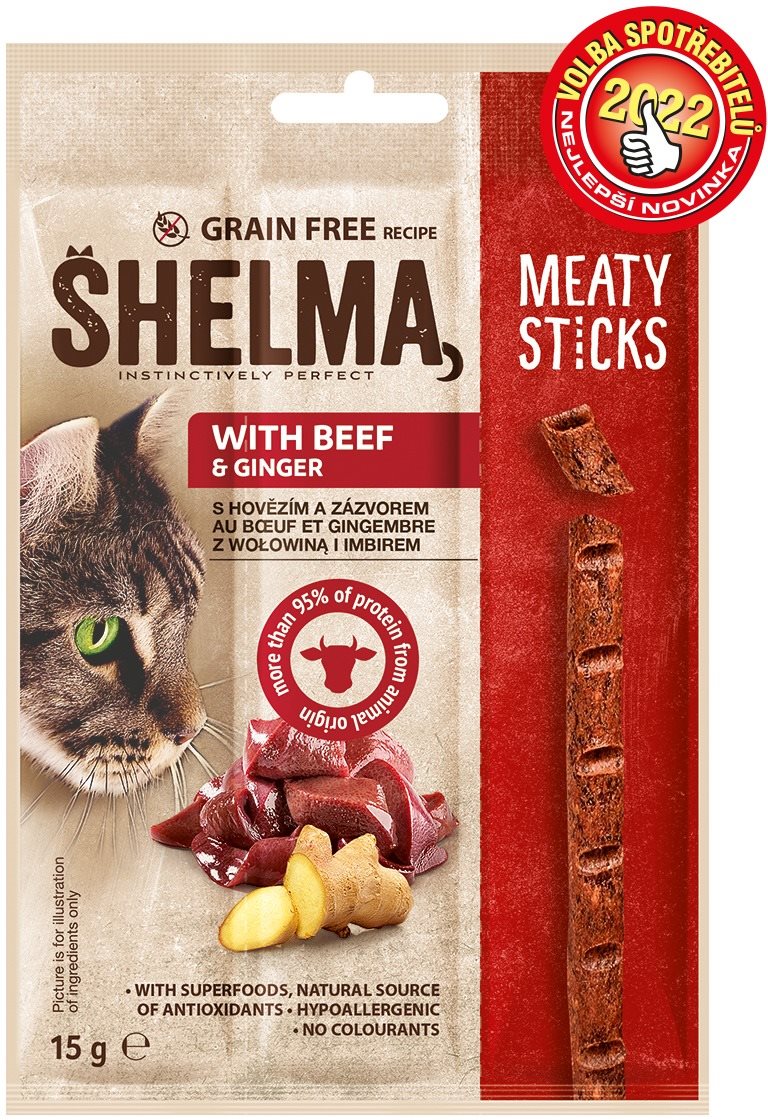 Shelma snack mäsové tyčinky bez obilnín, hovädzie 15 g
