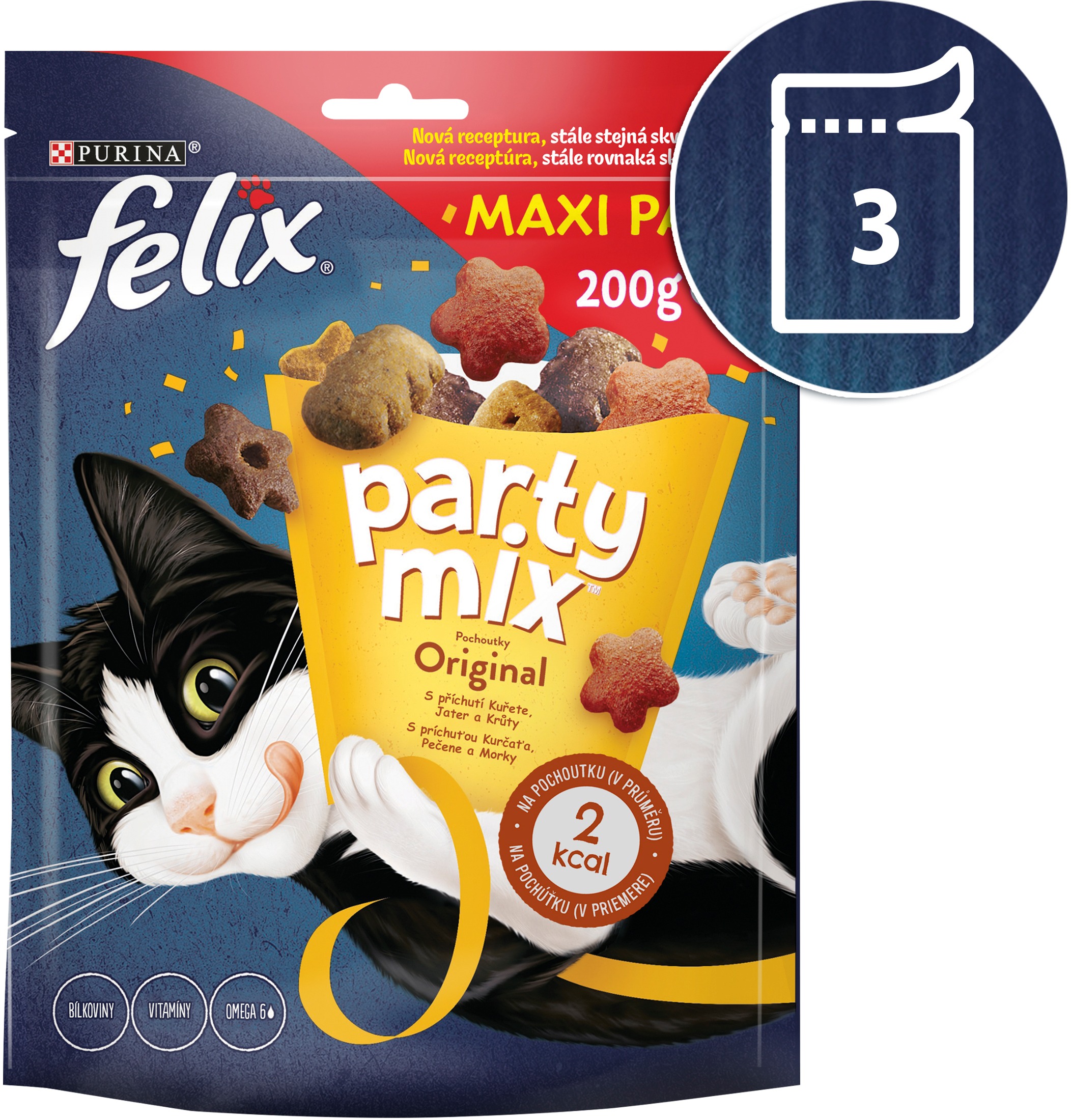 Felix Party Mix maškrty pre mačky Original Mix 3× 200 g