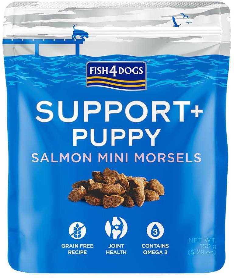 FISH4DOGS Maškrty pre šteniatka na podporu zdravia kĺbov s kúskami lososa 150 g