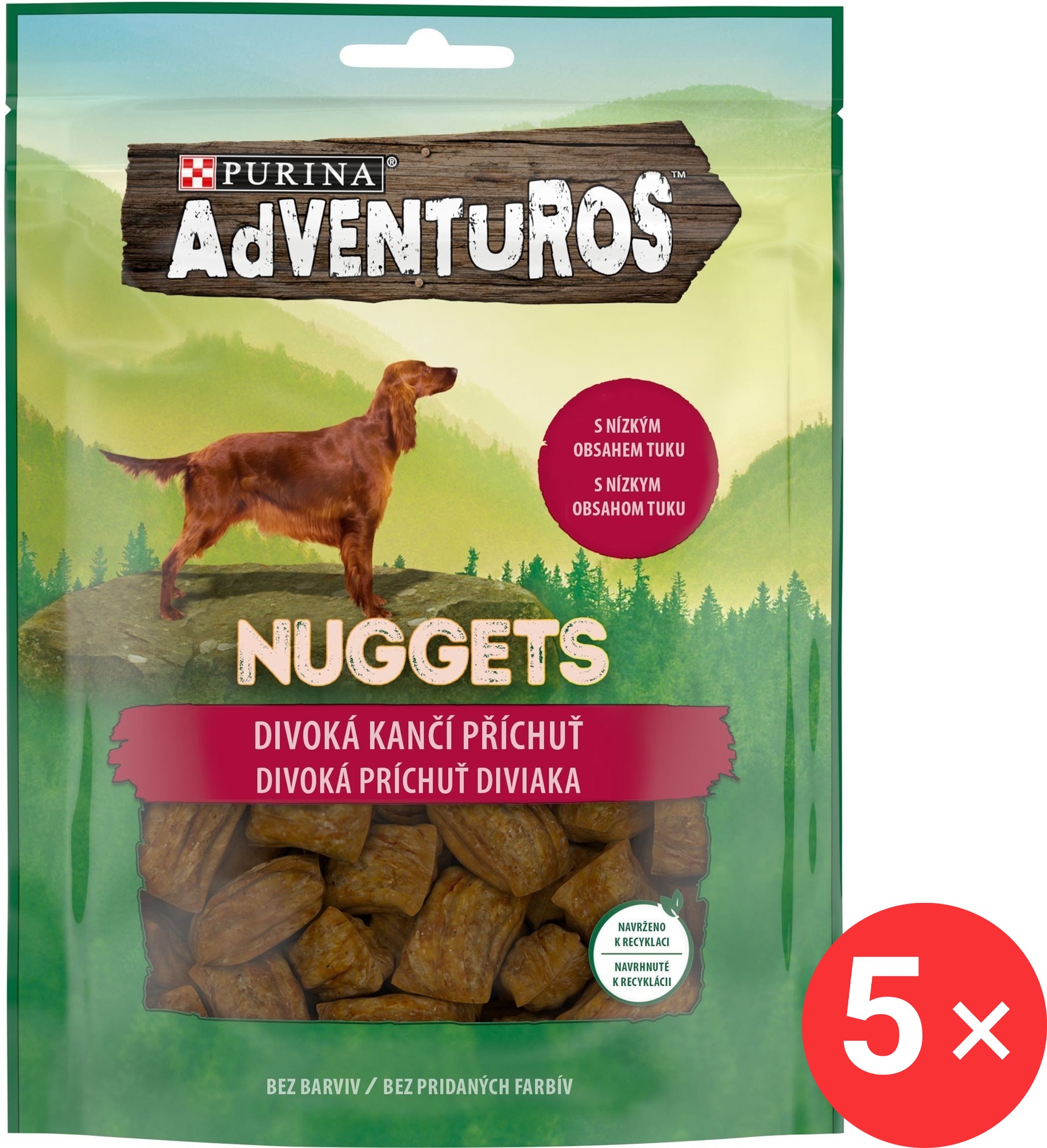 Adventuros Nuggets maškrty pre psov diviačie 5× 90 g