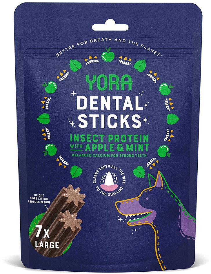 YORA Dog dentálne tyčinky z hmyzu jablko a mäta 270 g