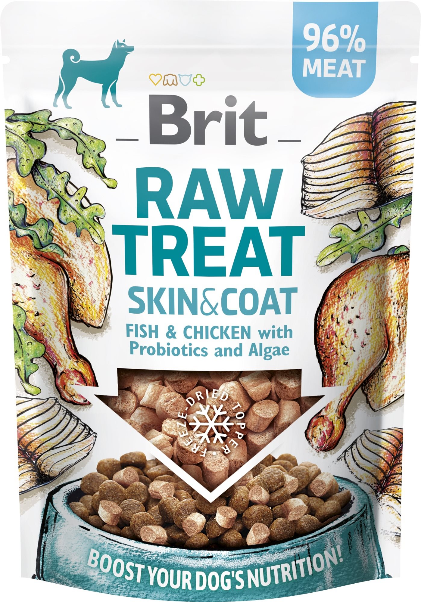 Brit Raw Treat Skin & Coat Freeze-dried treat and topper Fish & Chicken 40 g
