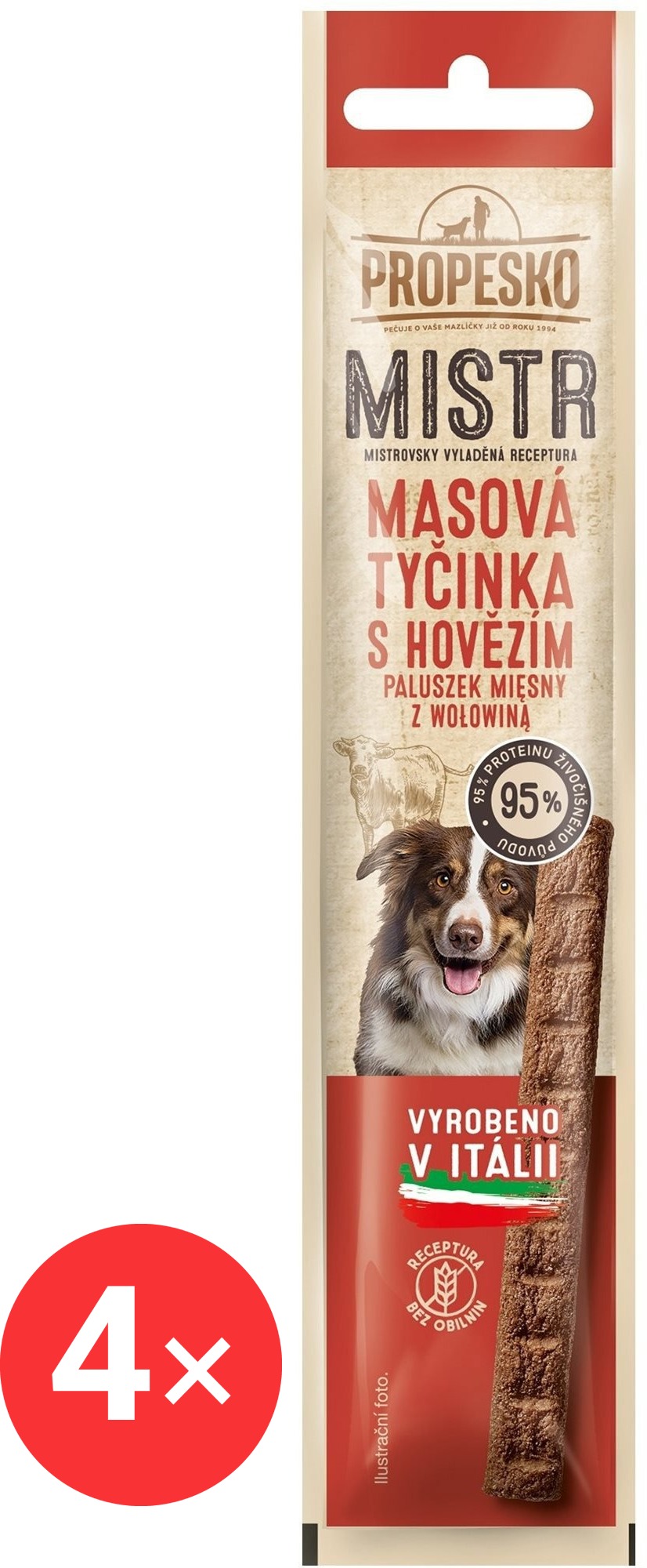 Propesko Mistr mäsová tyčinka s hovädzím 4× 10 g