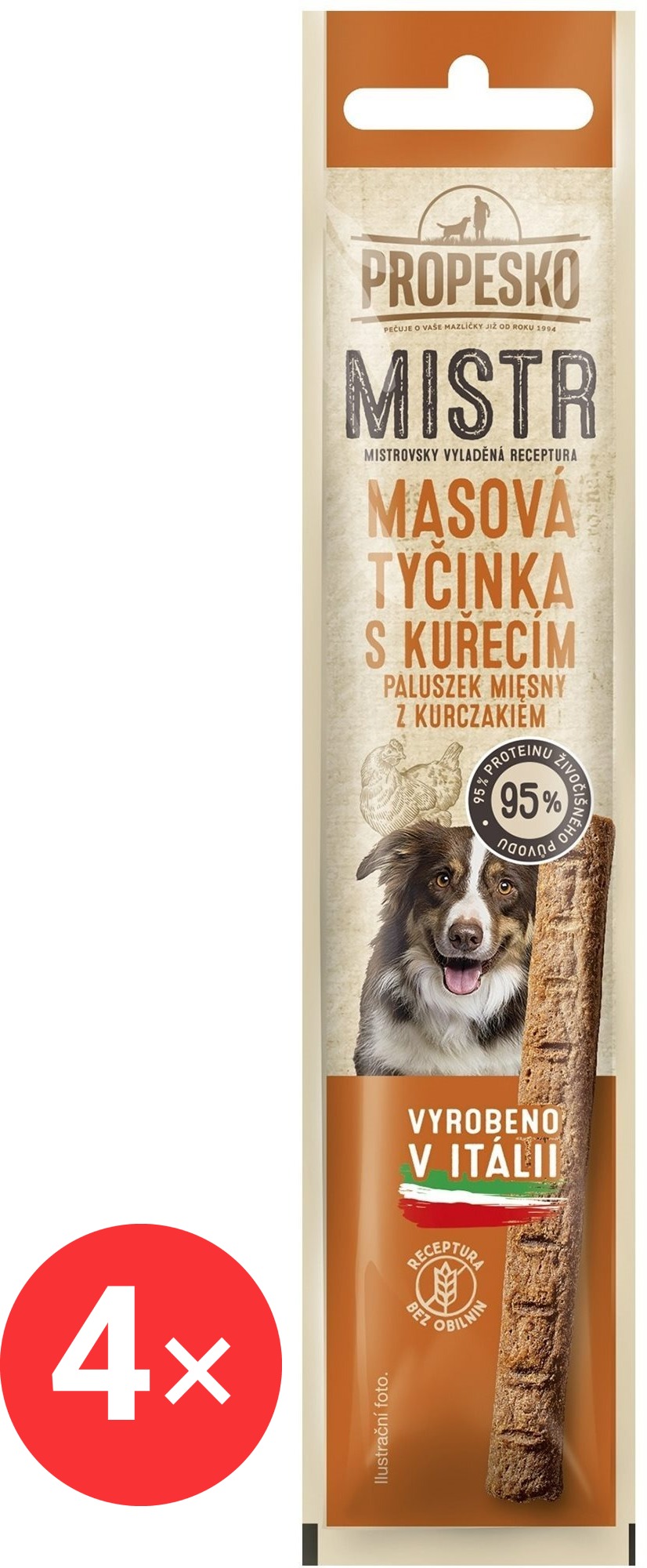 Propesko Mistr mäsová tyčinka s kuracím 4× 10 g