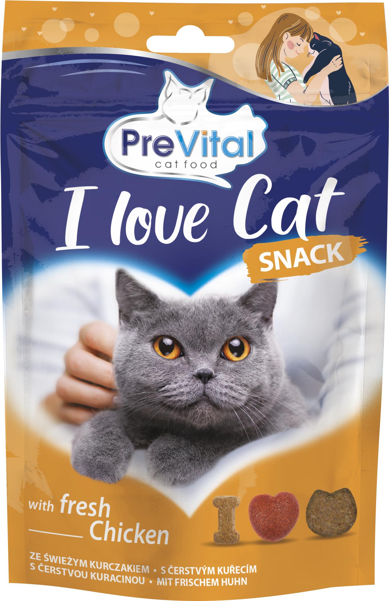 PreVital snack I love cat s čerstvým kuracím 60 g