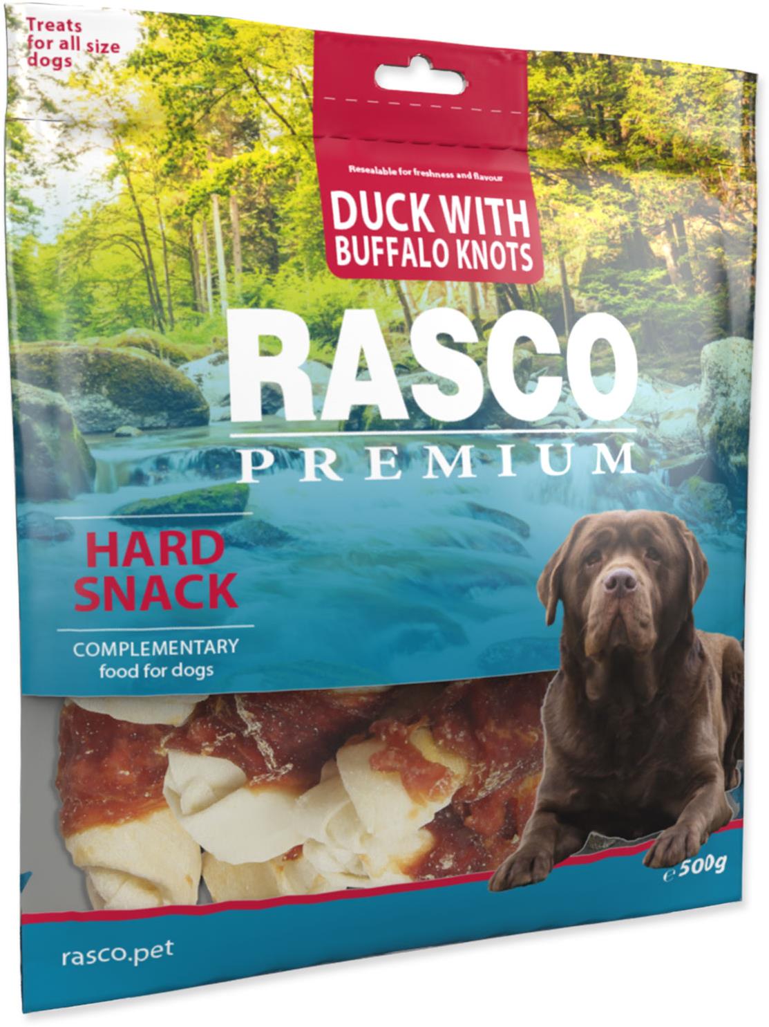 Rasco Premium Pochúťka byvolie uzly s kačacím mäsom 5 cm 500 g