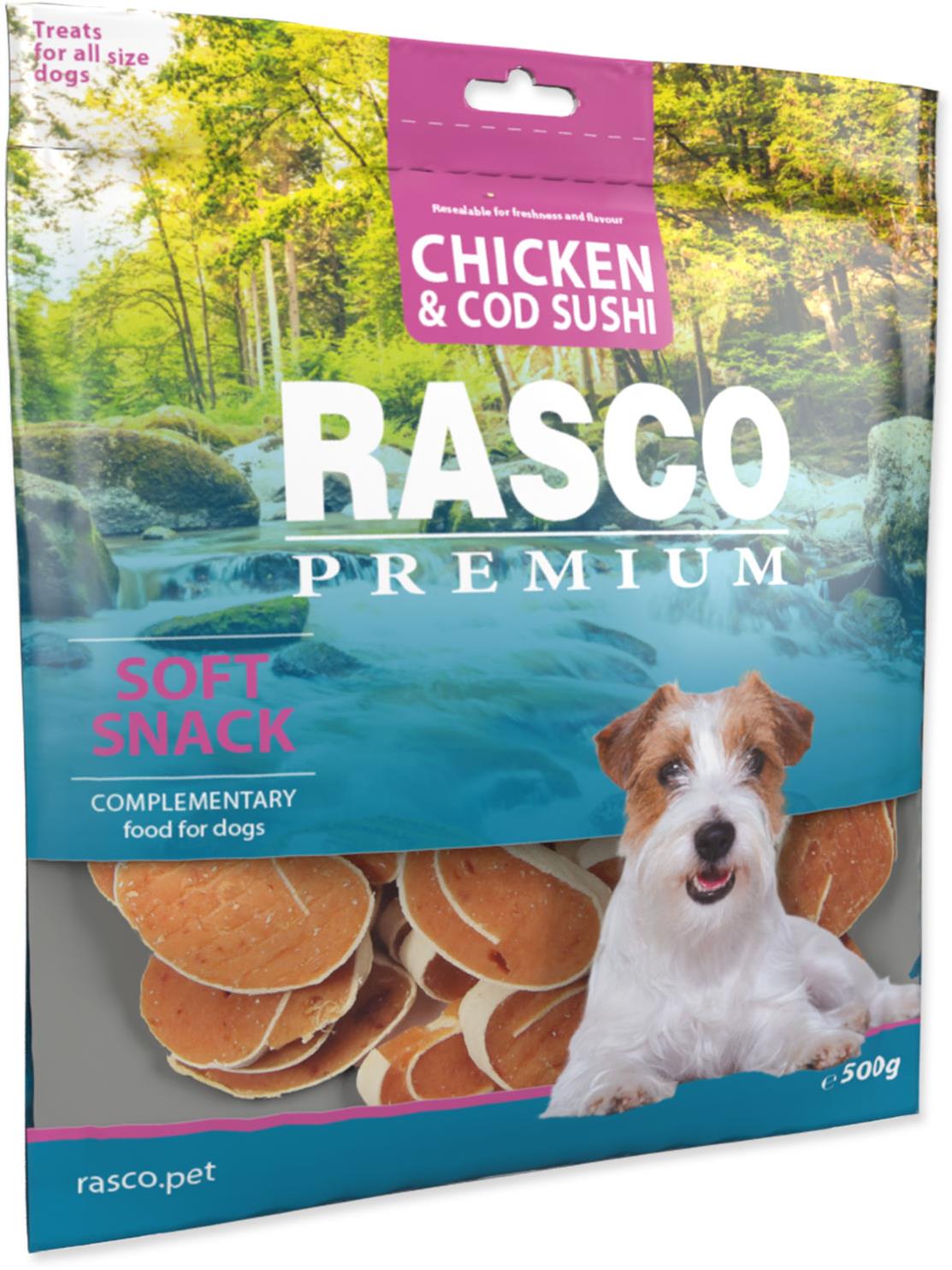 Rasco Premium Pochúťka sushi z kuraťa a tresky 500 g