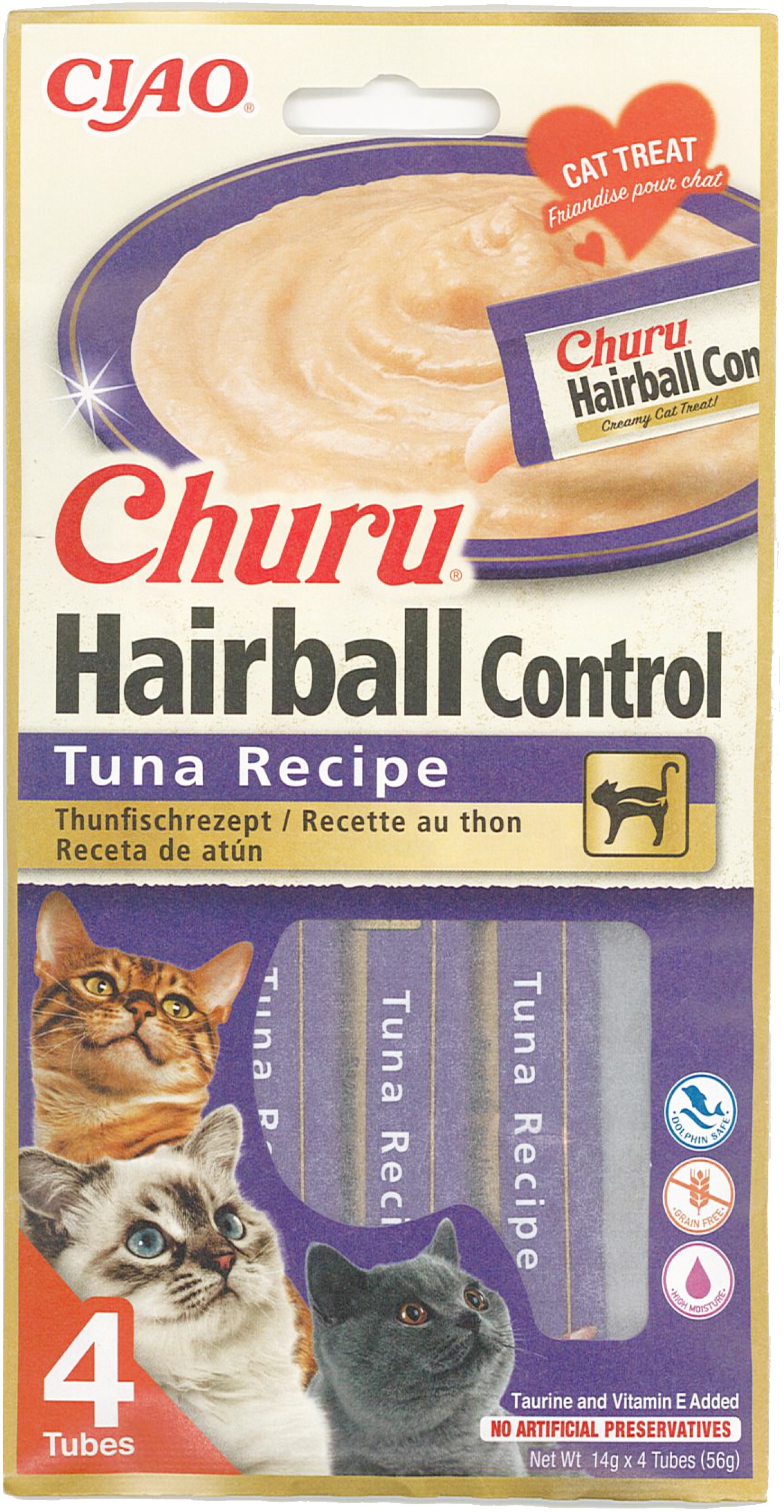 Ciao Churu Hairball Tuna Recipe 4× 14 g