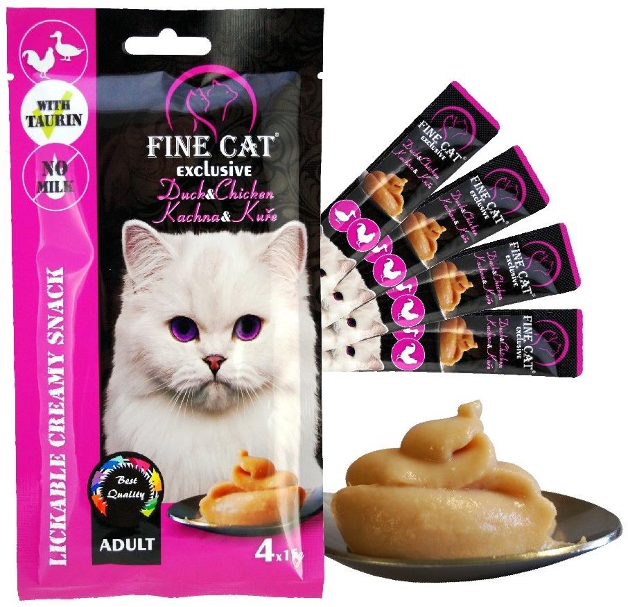 Fine Cat Exclusive krémová desiata pre mačky kačka & kura 4× 15 g