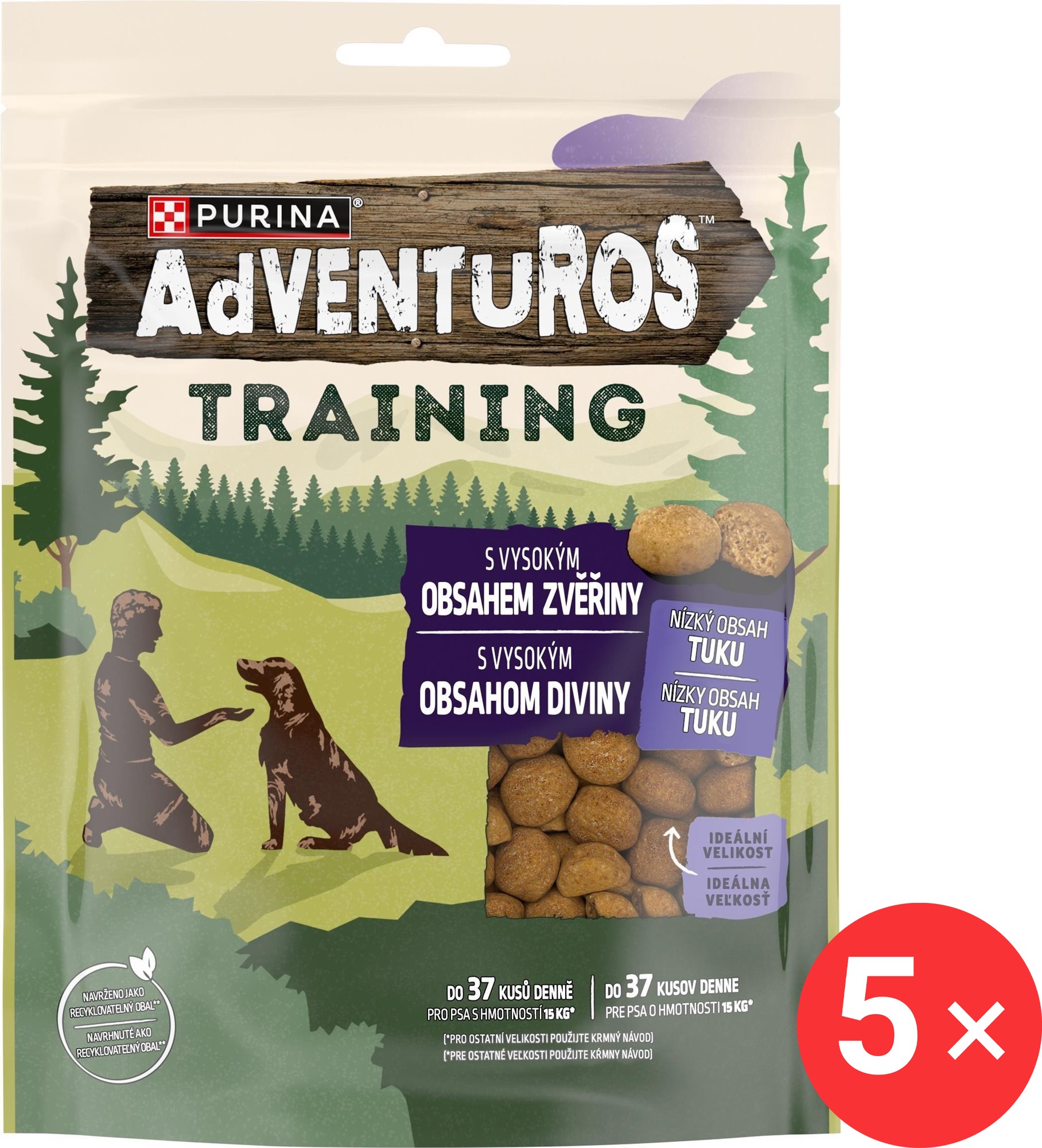 Adventuros Tréningové maškrty pre psov zverina 5× 115 g