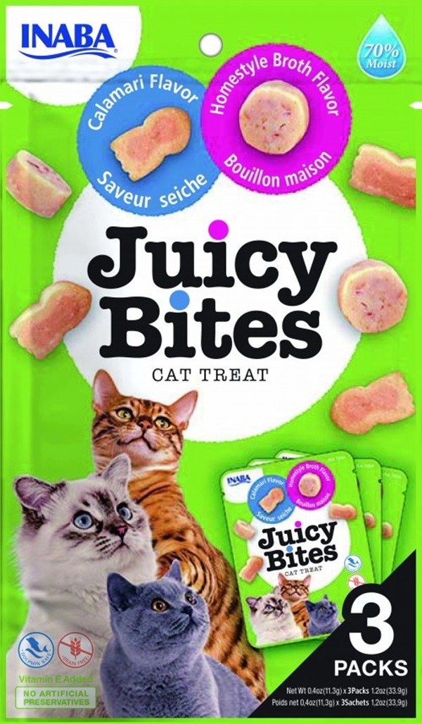 Ciao Churu Cat Juicy Bites s príchuťou vývaru a kalamárov 3× 11,3 g