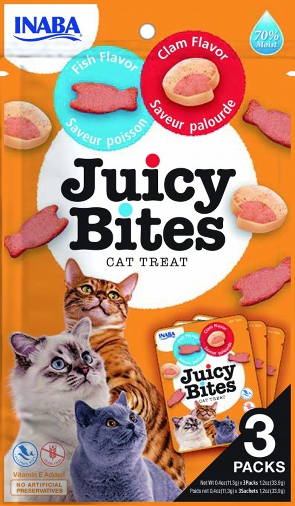 Ciao Churu Cat Juicy Bites s príchuťou ryby a mušle 3× 11,3 g